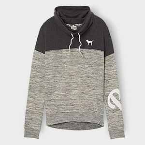 Victoria's Secret PINK High Cowl Neck Colorblock Pullover Sweatshirt Sz.Large